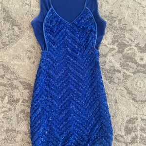 Blue Sequin Sleeveless Dress